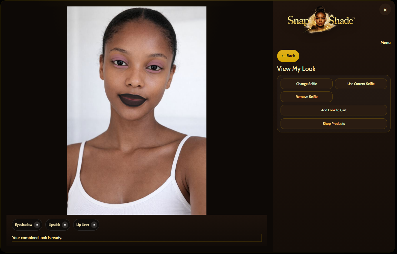 View My Look screen with multiple products added
