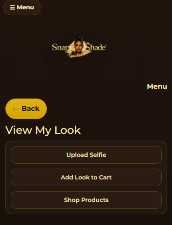 Mobile SnapShade menu view